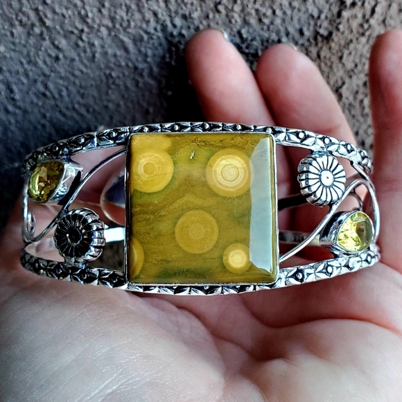 New Ocean Jasper & Citrine 925 Silver Bracelet. - Picture 10 of 16